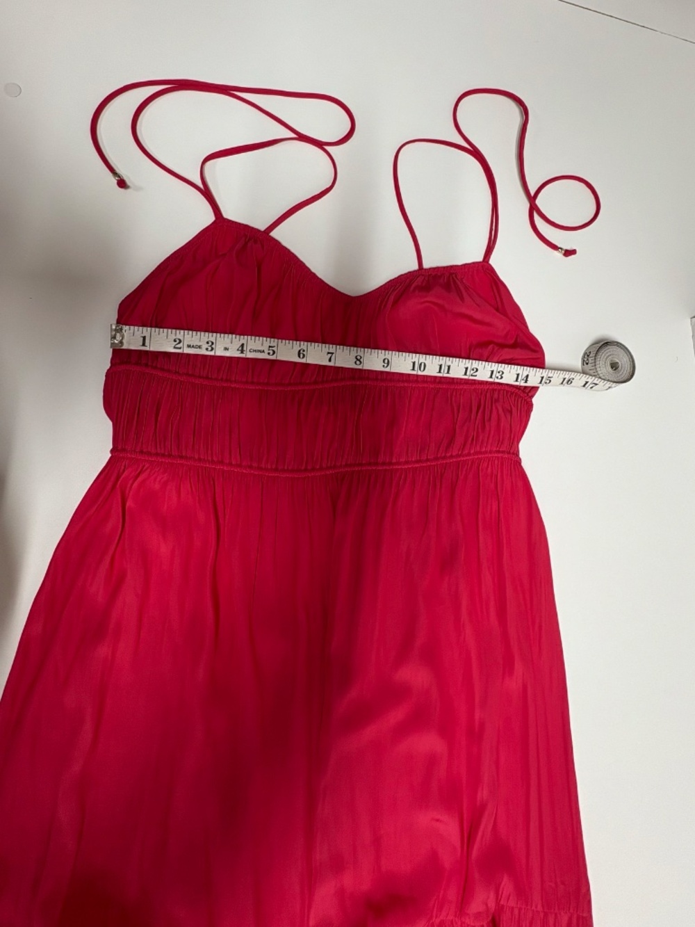 Unsubscribed Cranberry Red Crinkled Ruched Maxi Dress - Size XS. - Picture 11 of 16